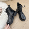 Bottes Martin décontractées, coupe basse, courtes, à lacets, en cuir, Style britannique, à la mode, chaussures pour femmes, vente en gros
